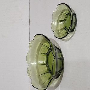 VINTAGE Avocado Green Chip and Dip Bowl Set